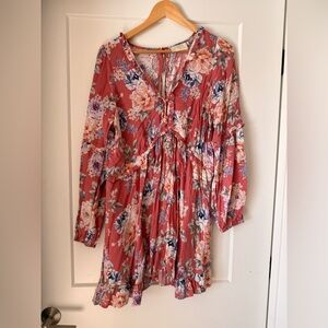 Auguste The Label Floral Mini Dress in Pink and Purple